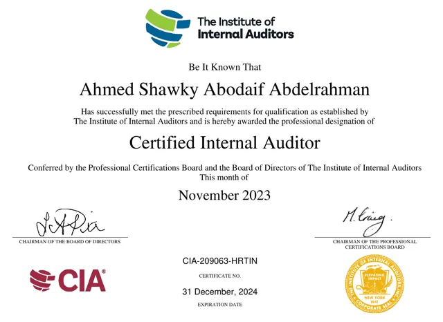 Certified Internal Auditor (CIA) — The Institute of Internal Auditors