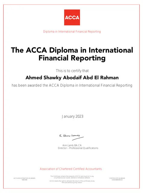 Diploma in International Financial Reporting — ACCA
