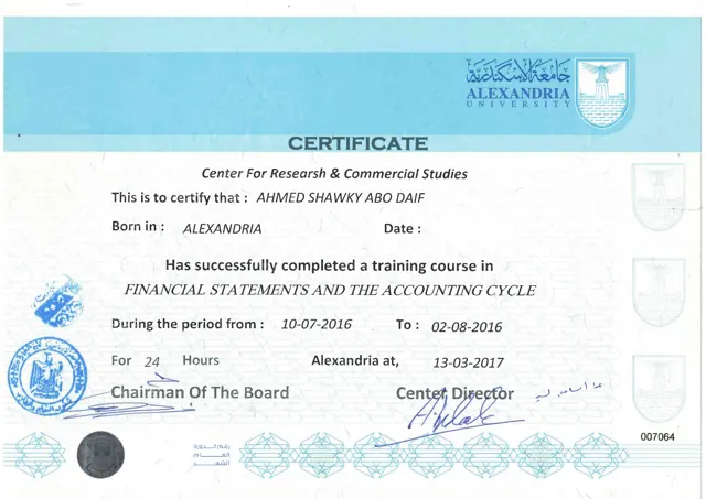 Financial Statements and the Accounting Cycle — Alexandria University
